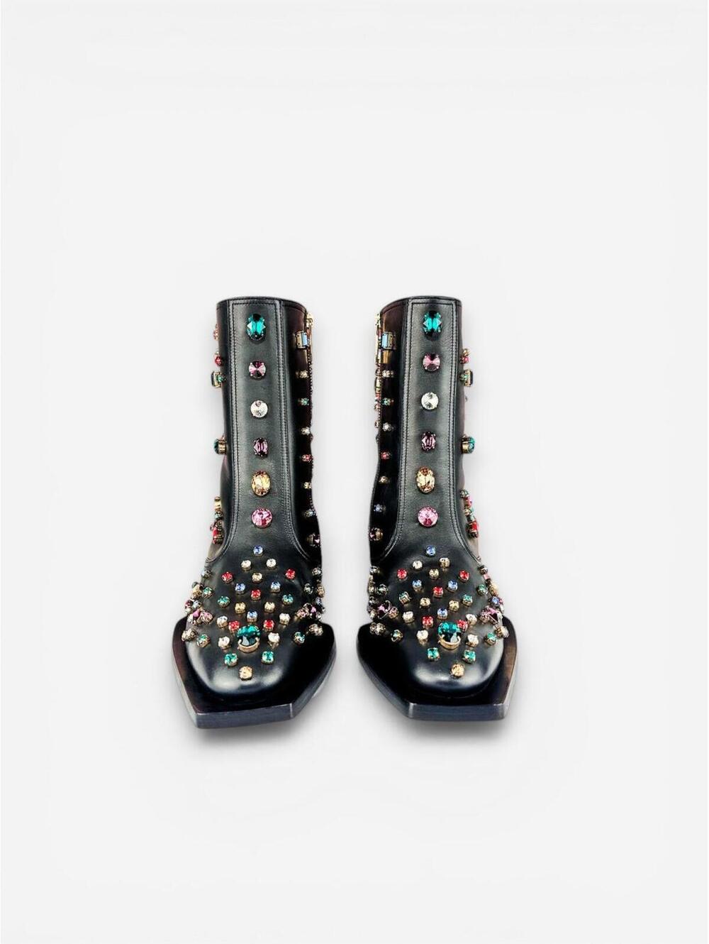 Dolce & Gabbana Crystal Rhinestone Western Cowboy Boot Black Men EU 39 | NIB - Picture 2 of 9